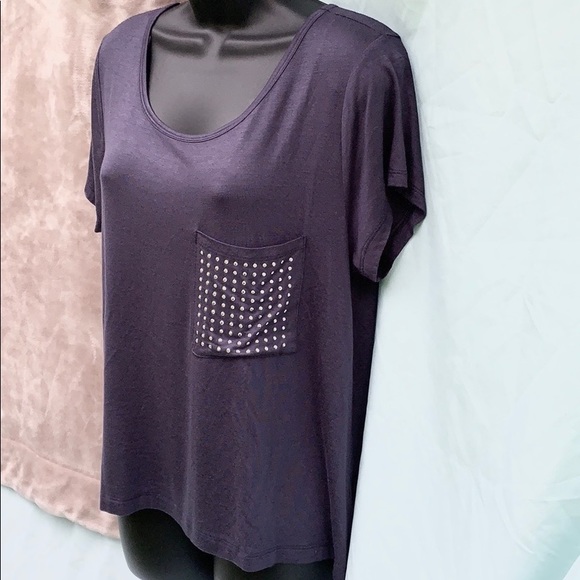 Navy zenana outfitters navy blue T-shirt w/sequins - Picture 3 of 7